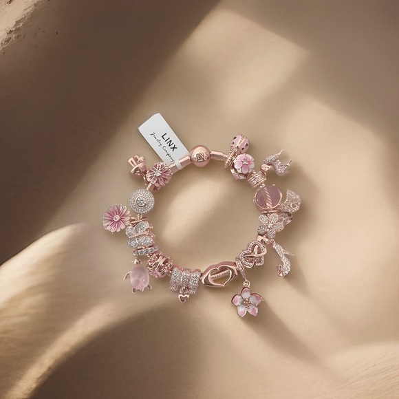 Linx Rose Gold Bracelet with Pink and Cubic Zirconia Themed Charms - Picture 5 of 11